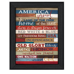America Proud 3 Black Framed Print Wall Art - Homeroots
