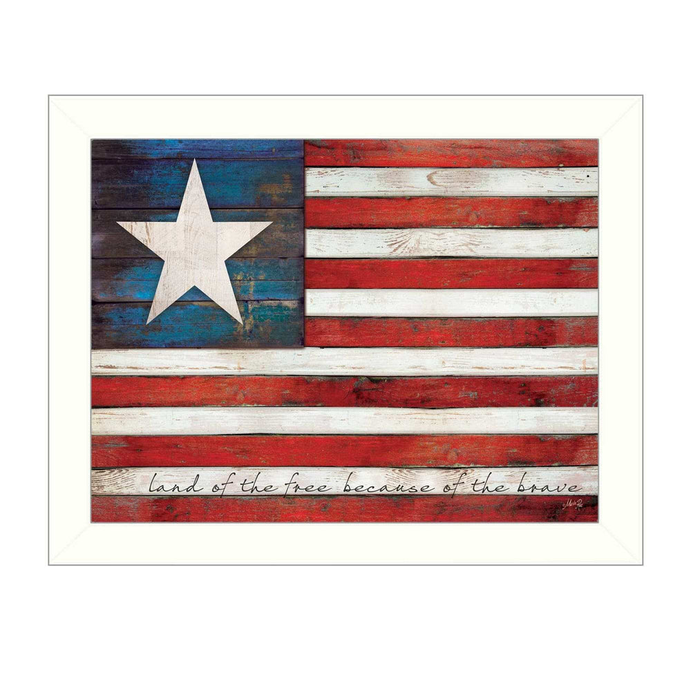 Land of the Free White Framed Print Wall Art - Homeroots - Flyclothing LLC