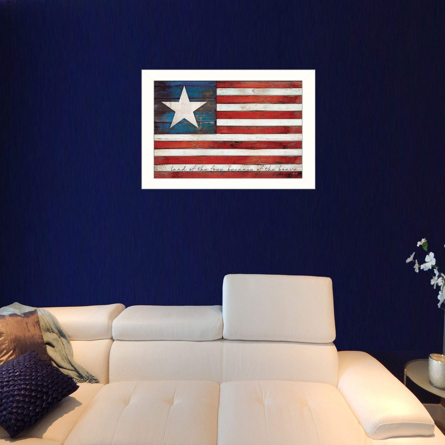 Land of the Free White Framed Print Wall Art - Homeroots - Flyclothing LLC