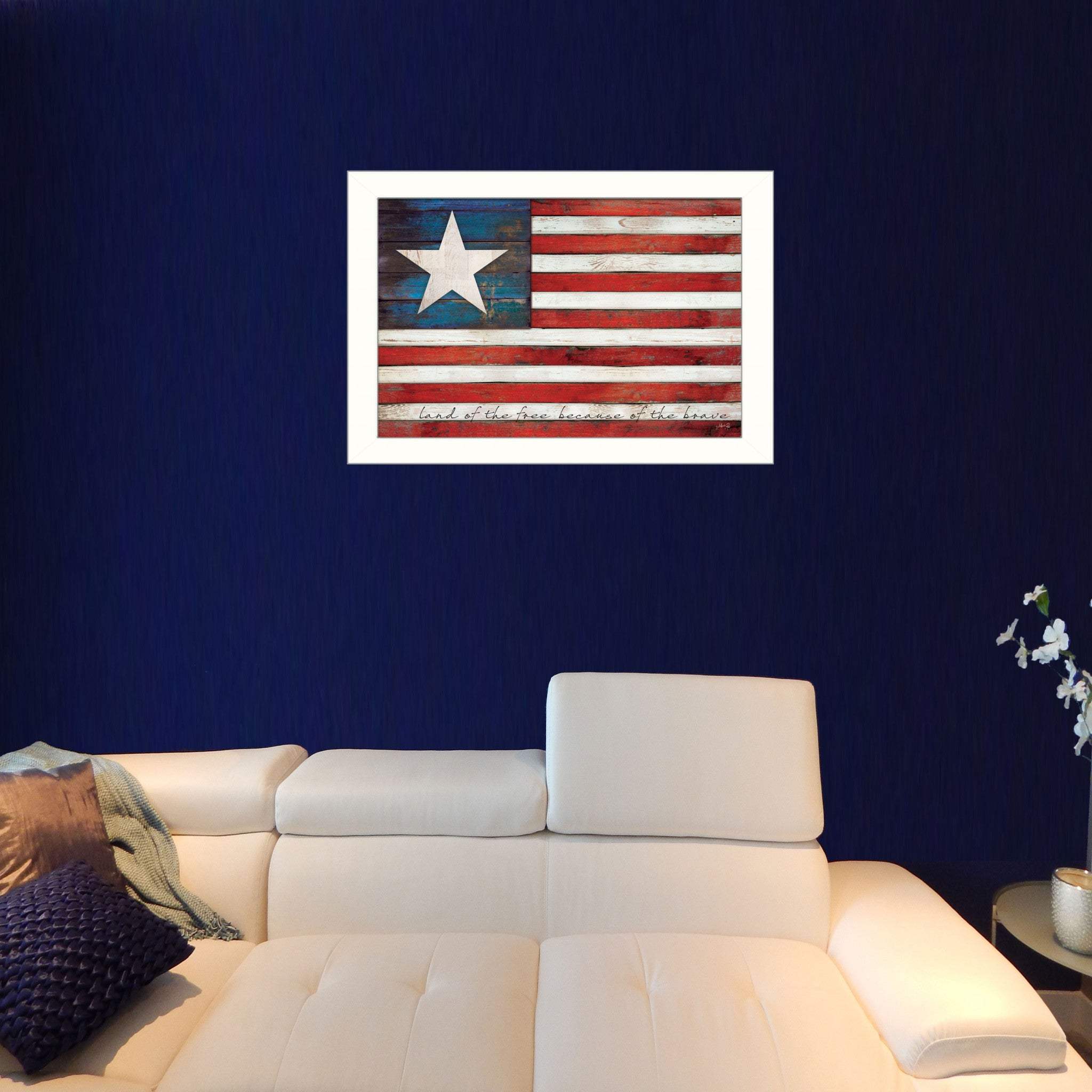 Land of the Free White Framed Print Wall Art - Homeroots - Flyclothing LLC