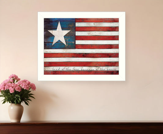 Land of the Free White Framed Print Wall Art - Homeroots