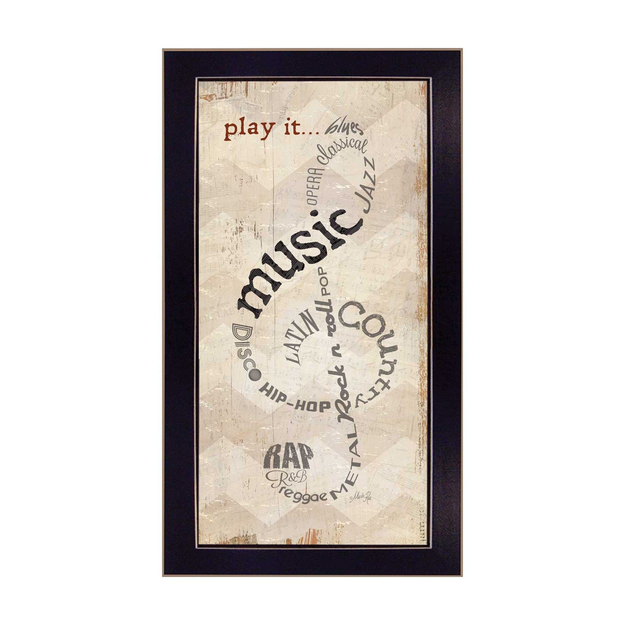 Play It 3 Black Framed Print Wall Art - Homeroots