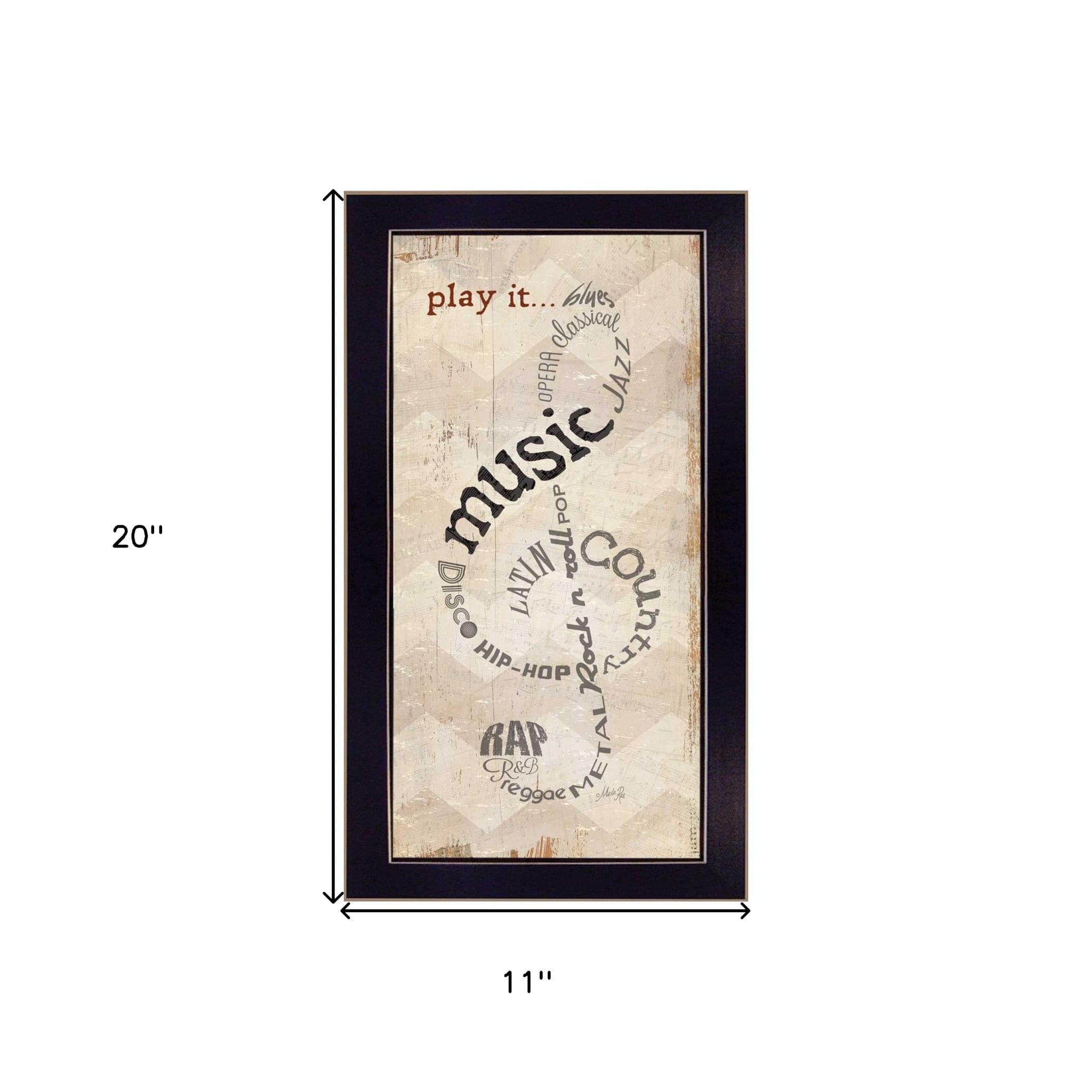 Play It 3 Black Framed Print Wall Art - Homeroots