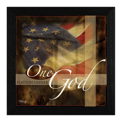 One Nation Under God Black Framed Print Wall Art - Homeroots