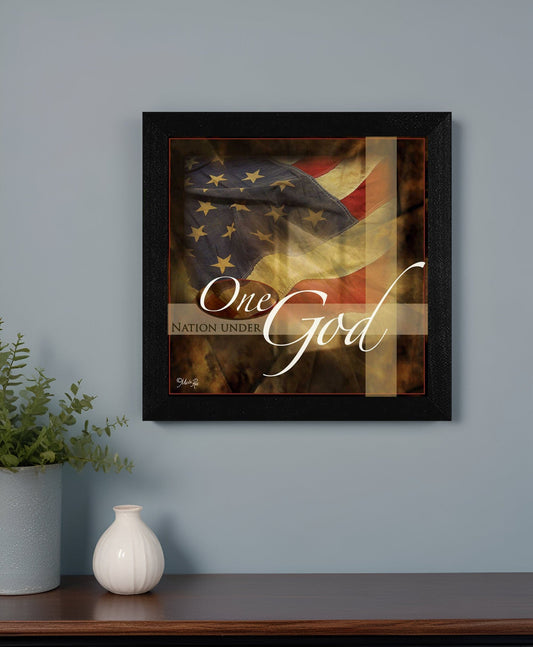 One Nation Under God Black Framed Print Wall Art - Homeroots