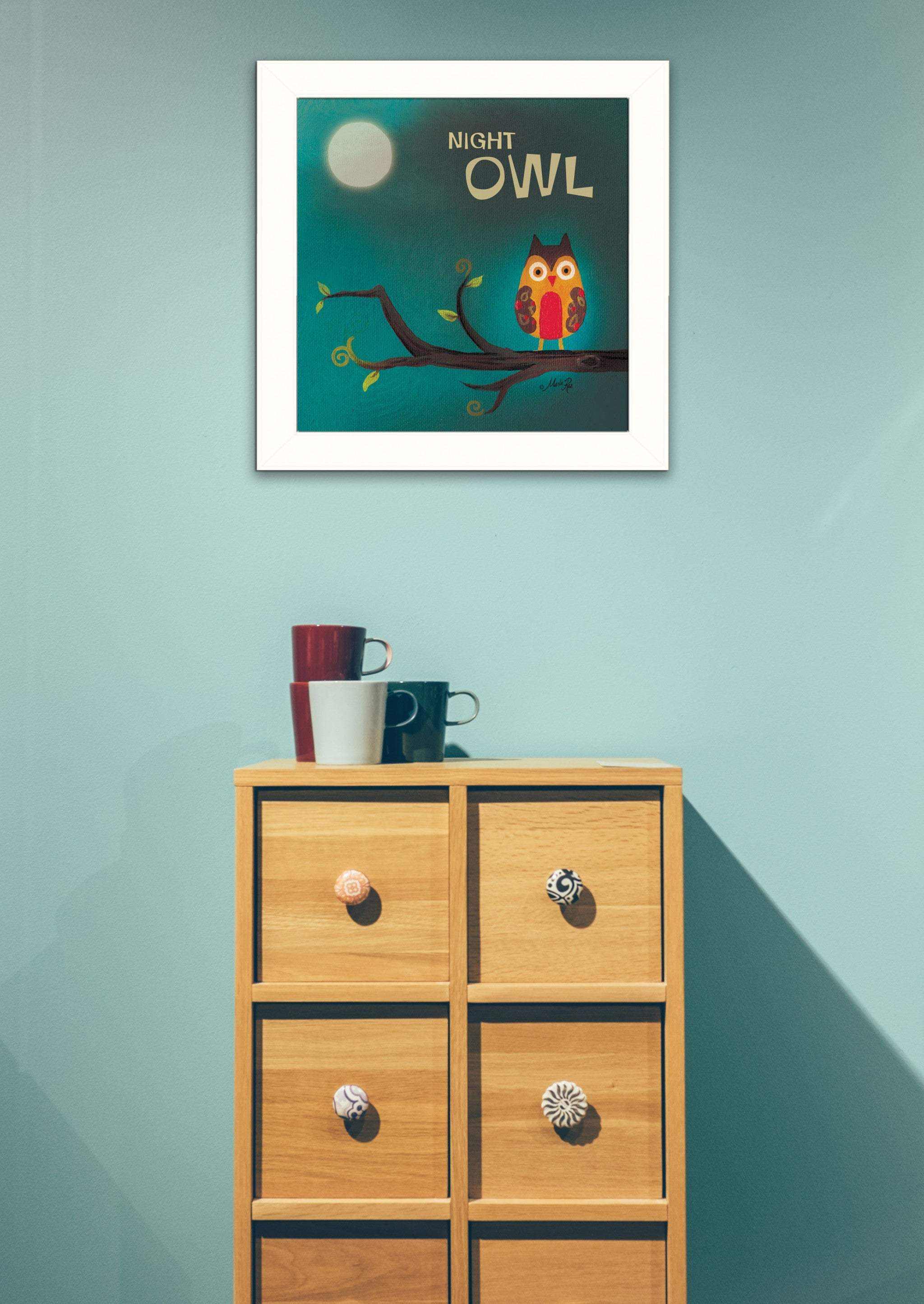 Night Owl 1 White Framed Print Wall Art - Homeroots - Flyclothing LLC