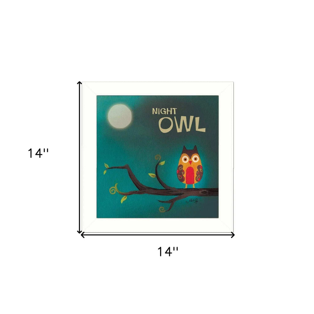 Night Owl 1 White Framed Print Wall Art - Homeroots - Flyclothing LLC