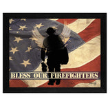 Bless our Firefighters Black Framed Print Wall Art - Homeroots