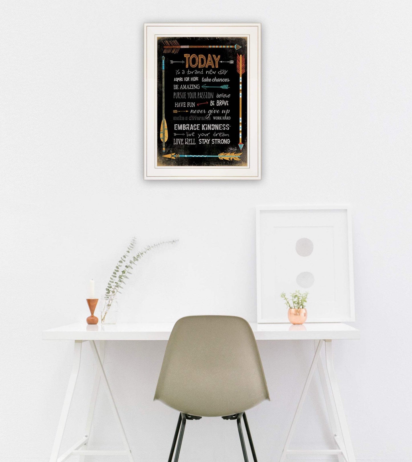 Today Is a Brand New Day 1 White Framed Print Wall Art - Homeroots - Flyclothing LLC