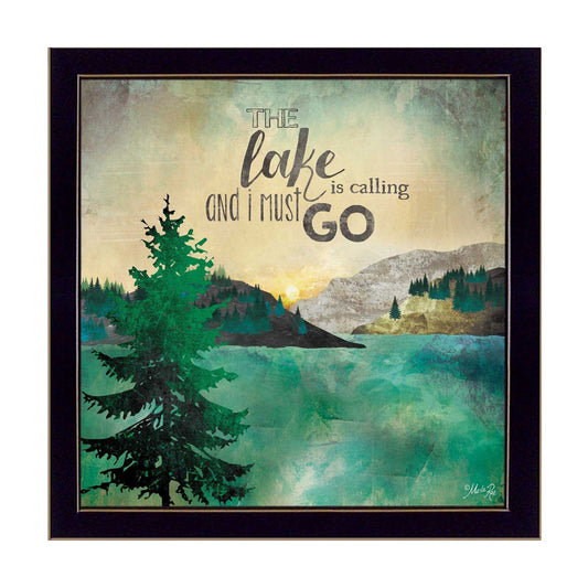 This Lake is Calling Black Framed Print Wall Art - Homeroots