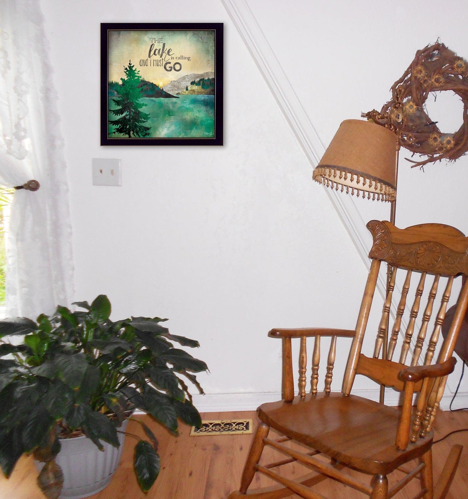 This Lake is Calling Black Framed Print Wall Art - Homeroots
