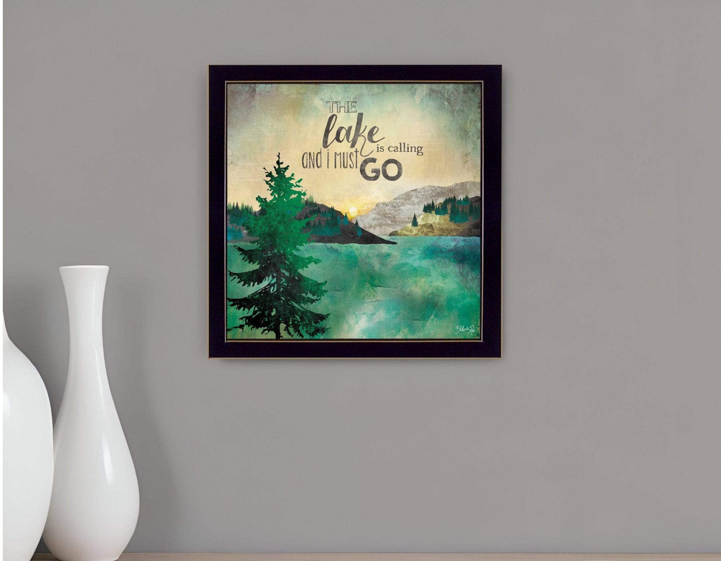 This Lake is Calling Black Framed Print Wall Art - Homeroots - Flyclothing LLC