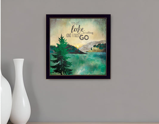 This Lake is Calling Black Framed Print Wall Art - Homeroots