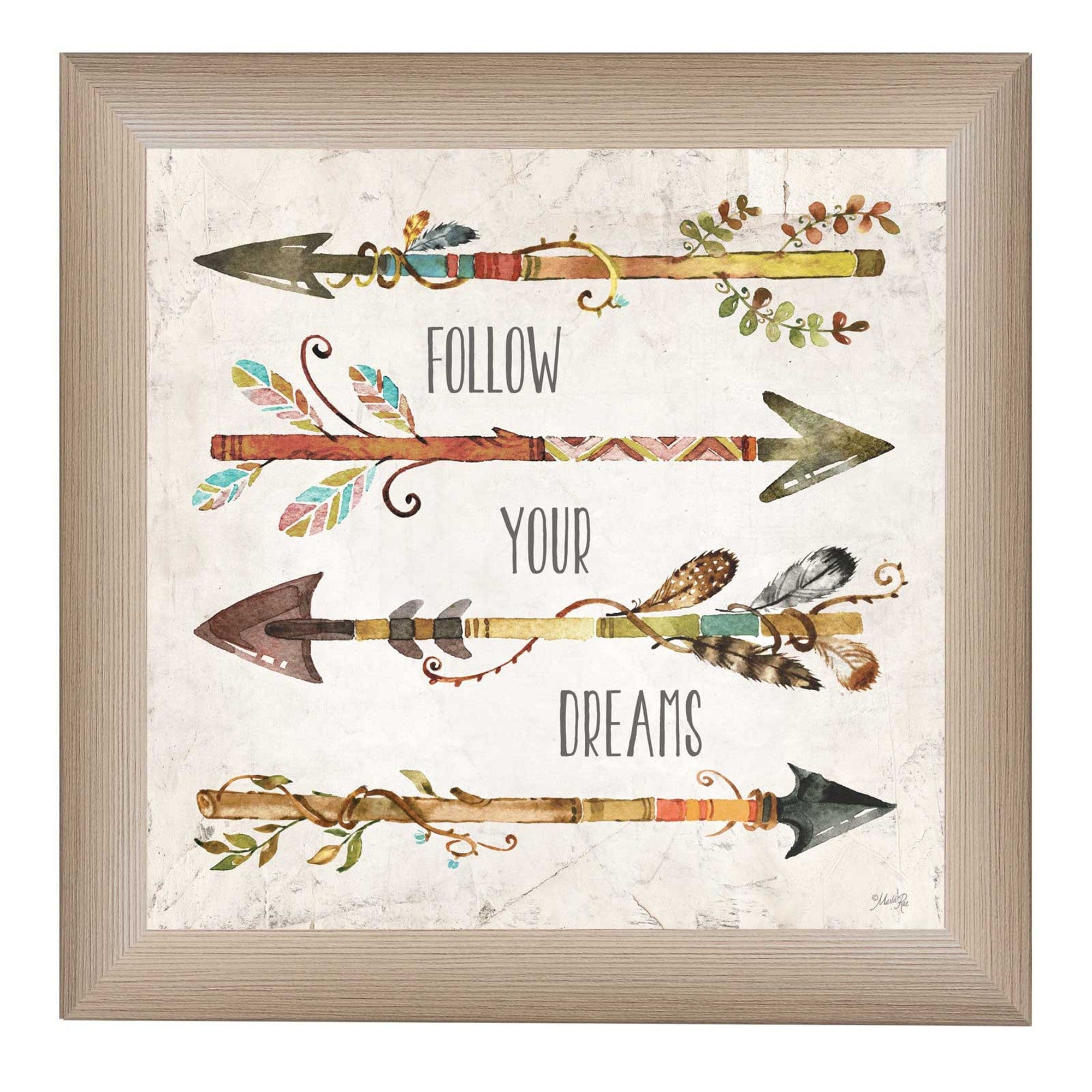 Follow Your Dreams Brown Framed Print Wall Art - Homeroots