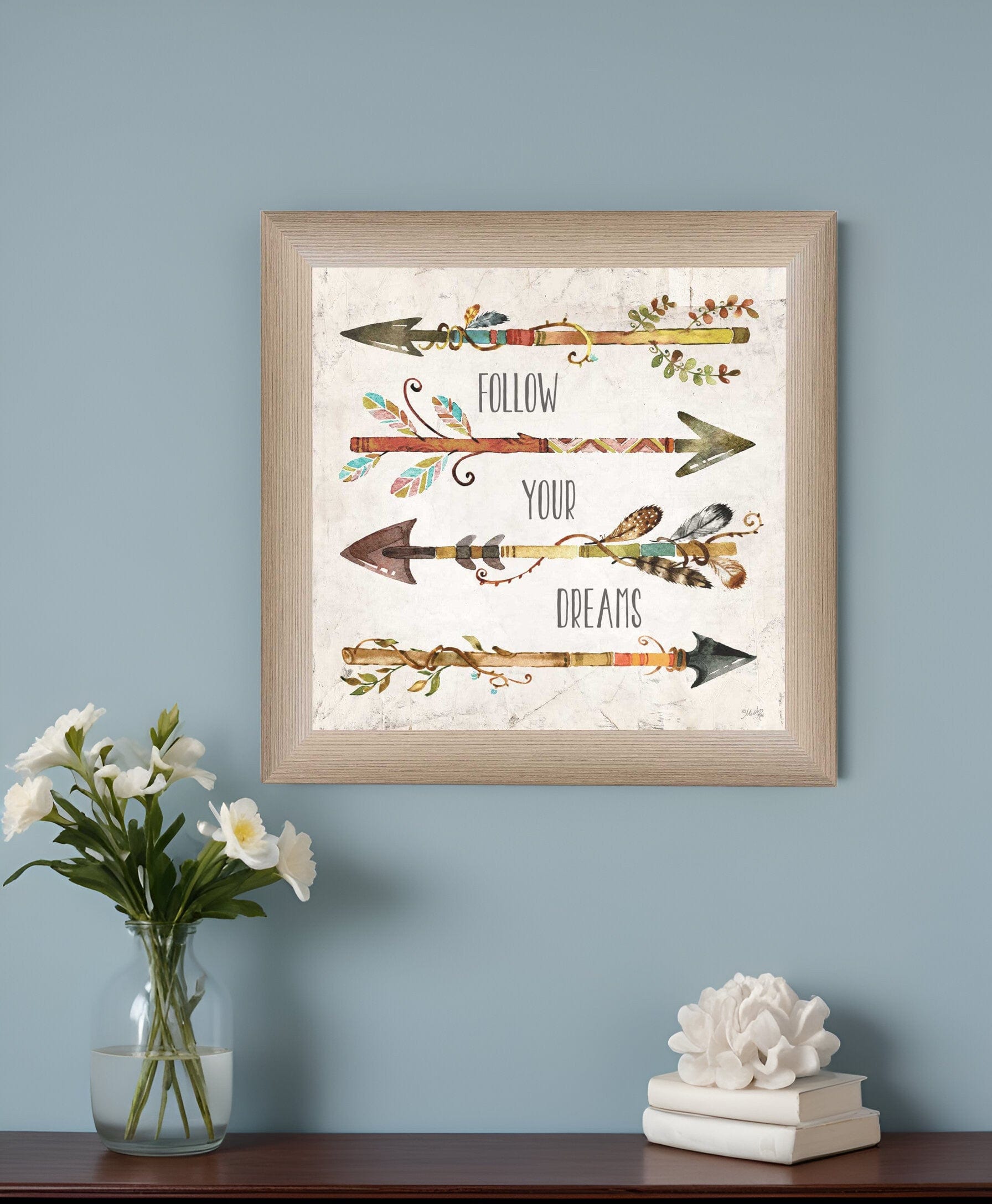 Follow Your Dreams Brown Framed Print Wall Art - Homeroots