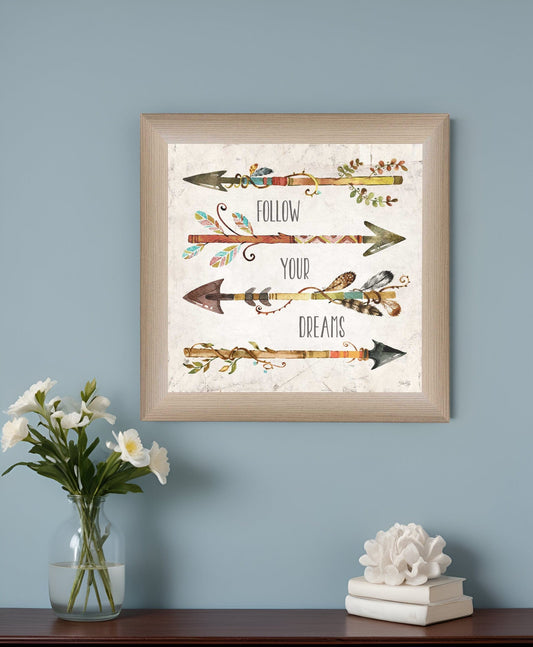 Follow Your Dreams Brown Framed Print Wall Art - Homeroots