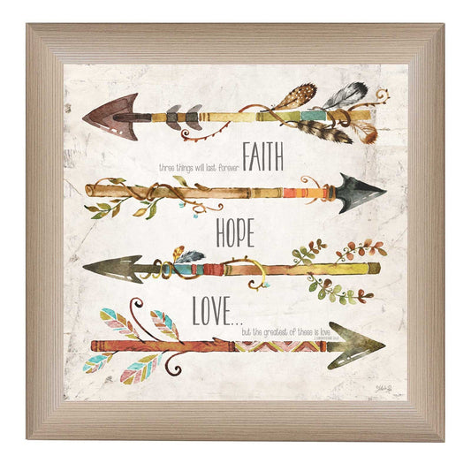 Faith Hope Love Brown Framed Print Wall Art - Homeroots