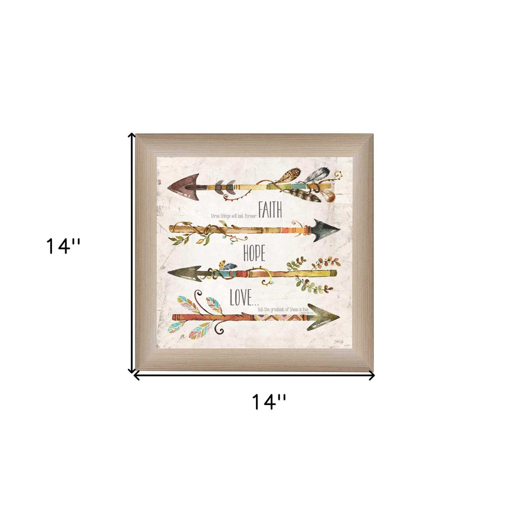 Faith Hope Love Brown Framed Print Wall Art - Homeroots - Flyclothing LLC