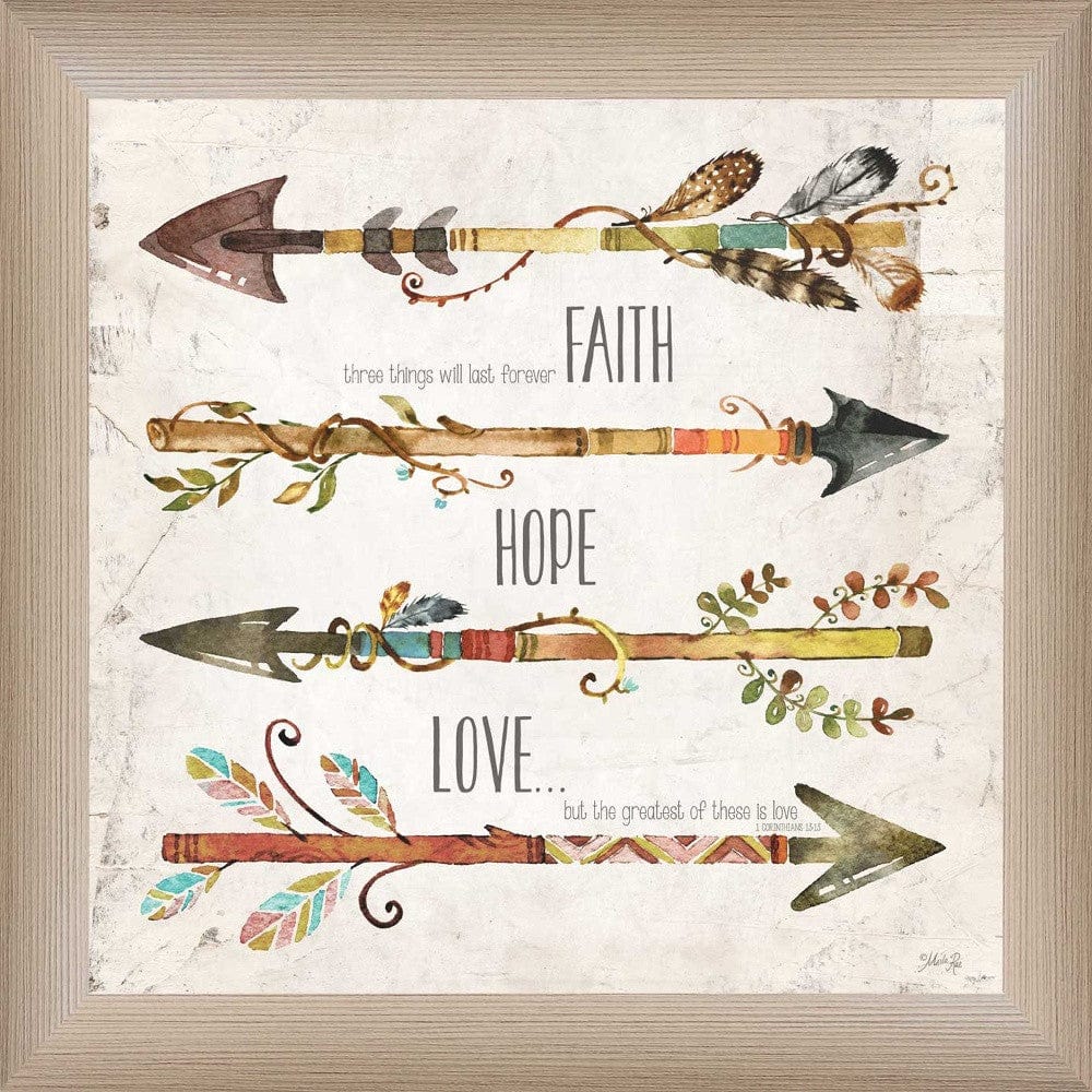 Faith Hope Love Brown Framed Print Wall Art - Homeroots