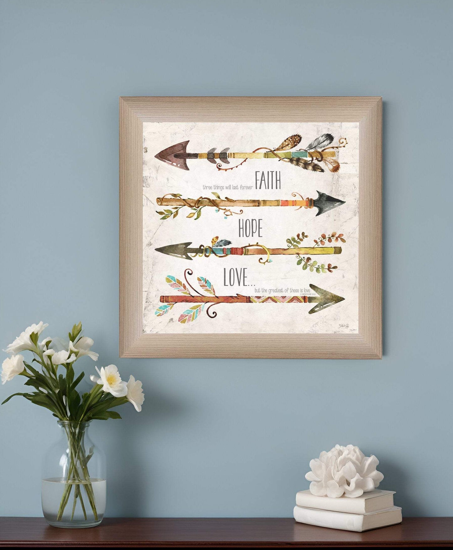 Faith Hope Love Brown Framed Print Wall Art - Homeroots - Flyclothing LLC