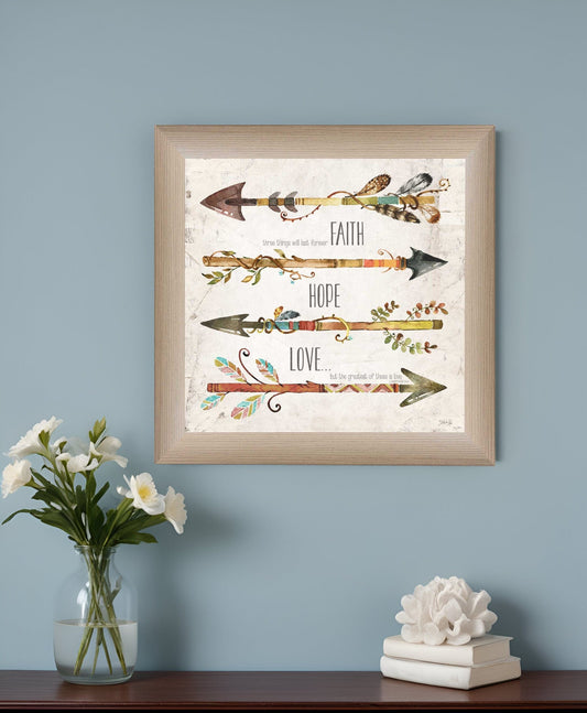 Faith Hope Love Brown Framed Print Wall Art - Homeroots