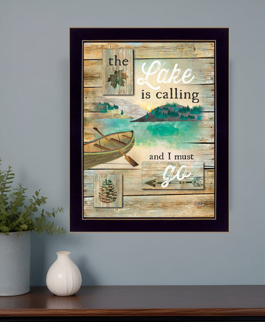 The Lake is Calling 3 Black Framed Print Wall Art - Homeroots