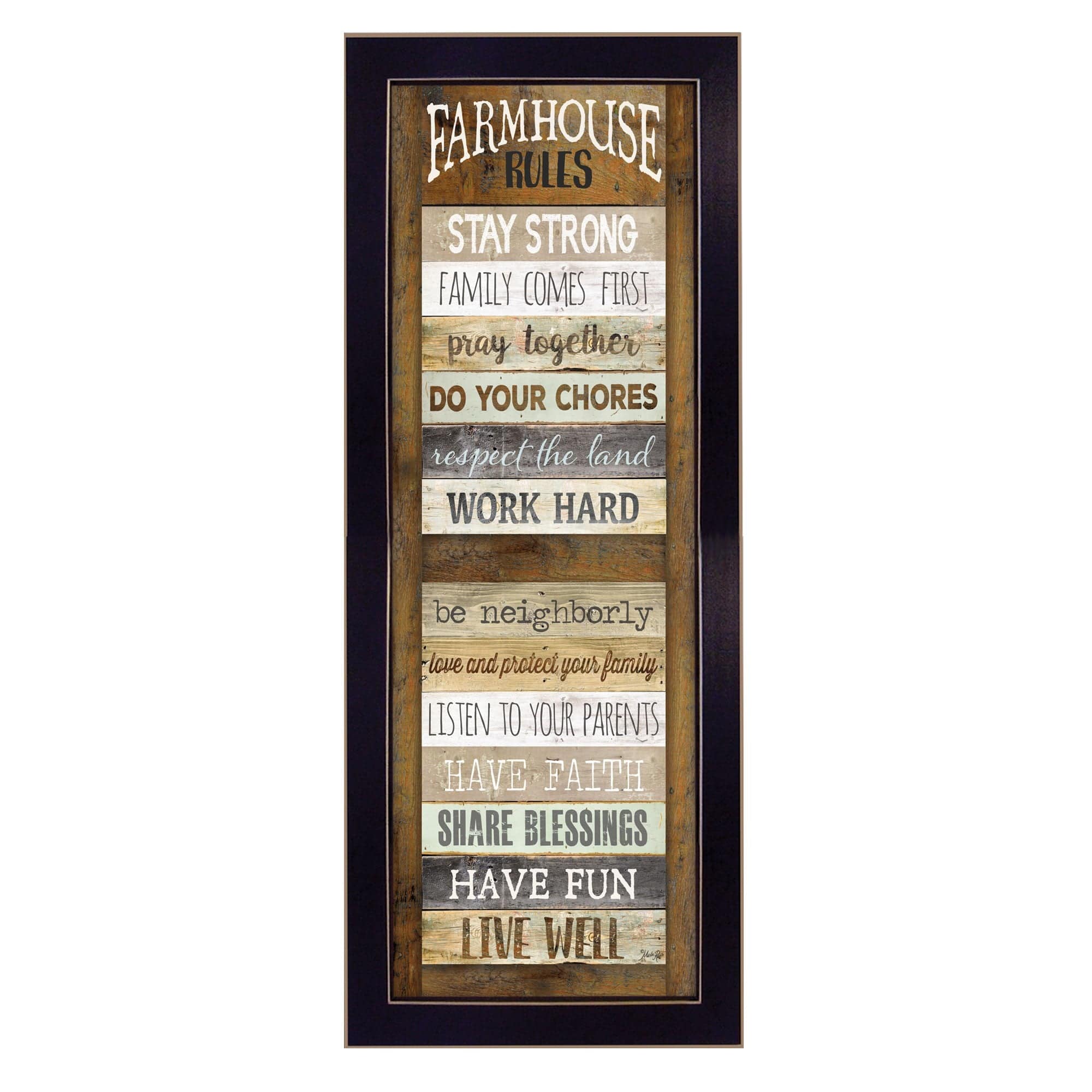 Farmhouse Rules 1 Black Framed Print Wall Art - Homeroots