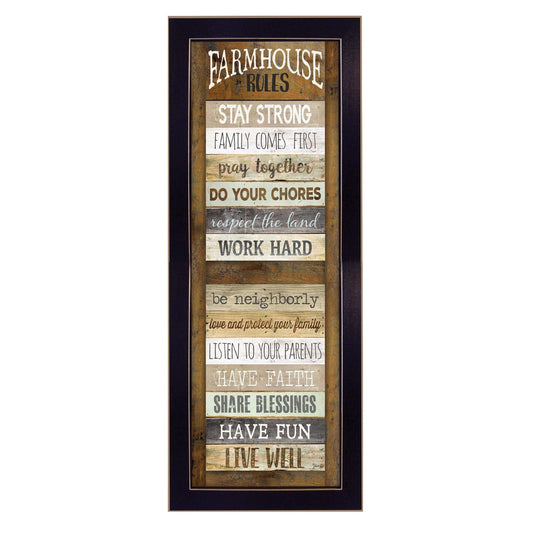 Farmhouse Rules 1 Black Framed Print Wall Art - Homeroots