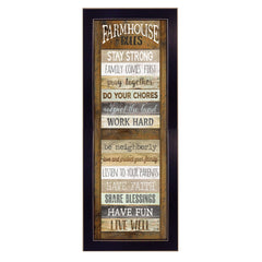 Farmhouse Rules 1 Black Framed Print Wall Art - Homeroots