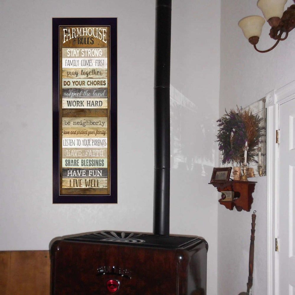 Farmhouse Rules 1 Black Framed Print Wall Art - Homeroots - Flyclothing LLC