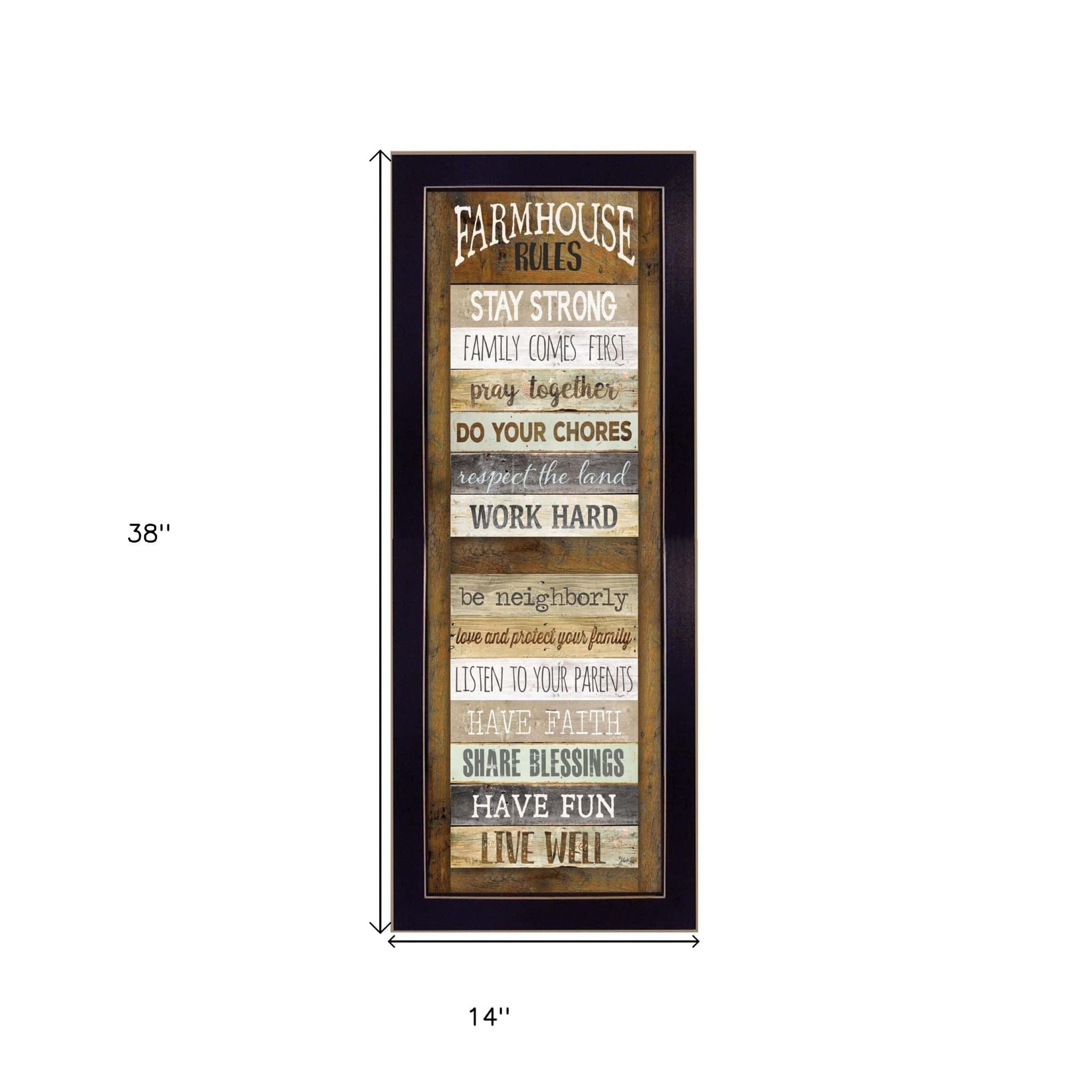 Farmhouse Rules 1 Black Framed Print Wall Art - Homeroots