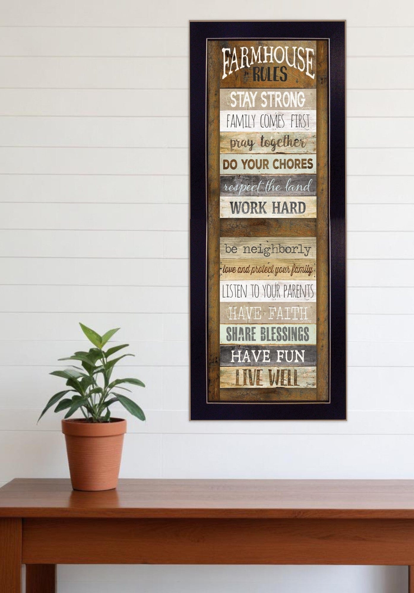 Farmhouse Rules 1 Black Framed Print Wall Art - Homeroots