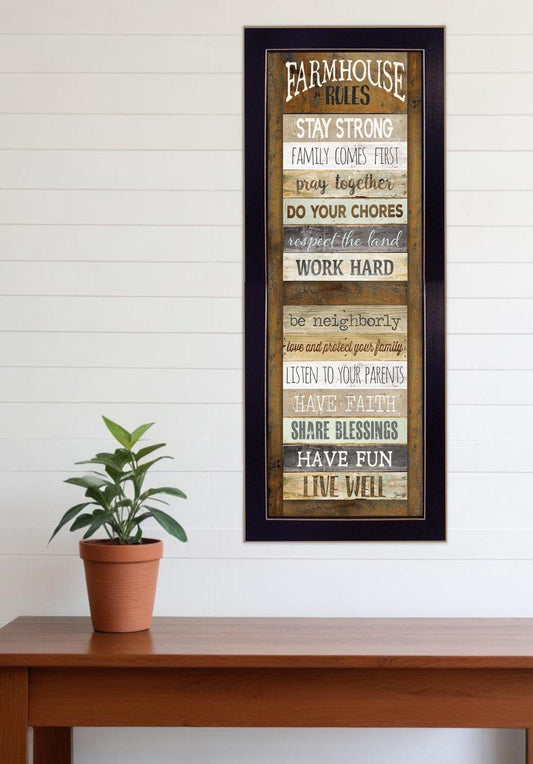 Farmhouse Rules 1 Black Framed Print Wall Art - Homeroots