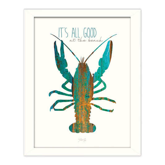 Its All Good at the Beach White Framed Print Wall Art - Homeroots