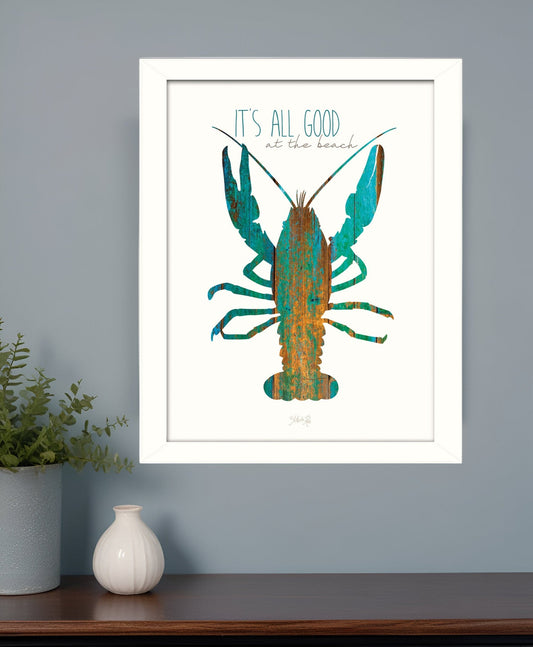 Its All Good at the Beach White Framed Print Wall Art - Homeroots