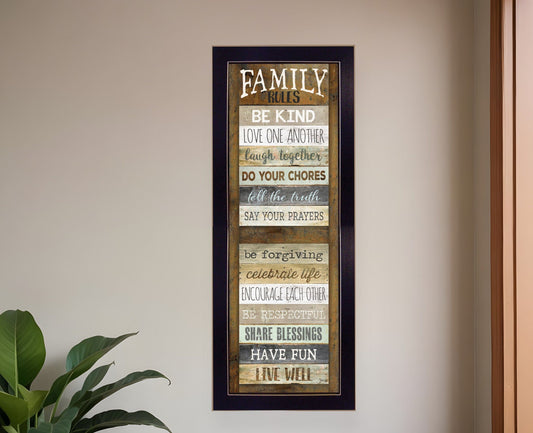 Family Rules Shutter 1 Black Framed Print Wall Art - Homeroots