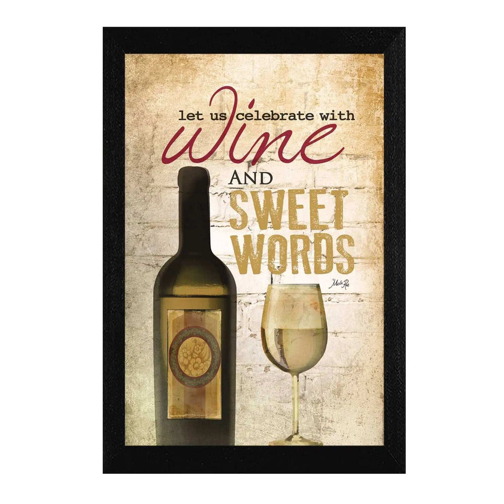 Wine And Sweet Words Black Framed Print Wall Art - Homeroots - Flyclothing LLC