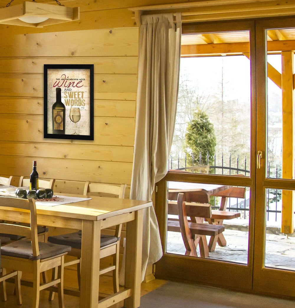 Wine And Sweet Words Black Framed Print Wall Art - Homeroots - Flyclothing LLC