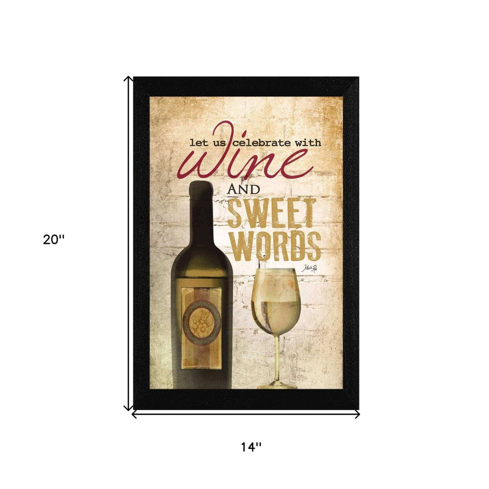 Wine And Sweet Words Black Framed Print Wall Art - Homeroots - Flyclothing LLC