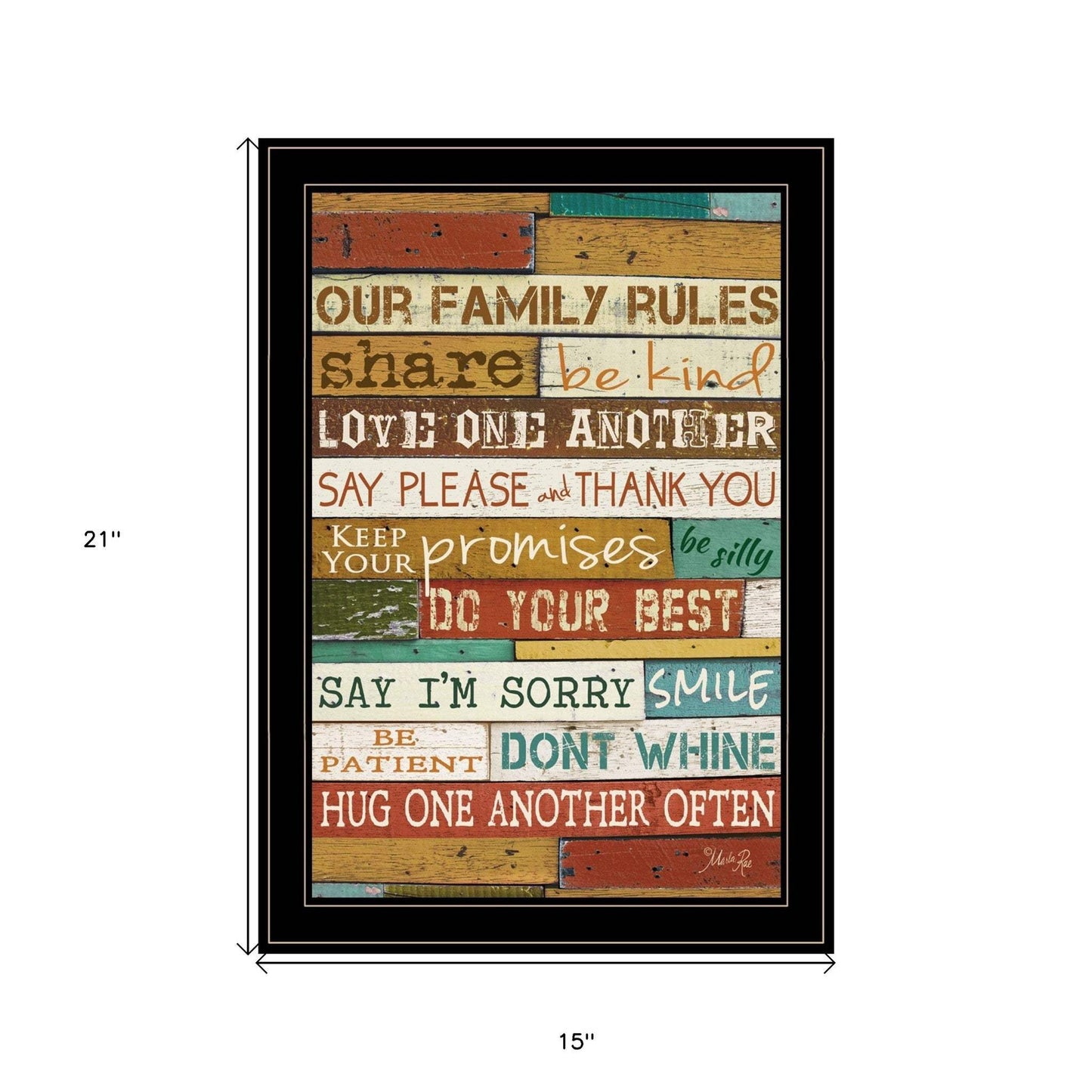 Our Family Rules 7 Black Framed Print Wall Art - Homeroots - Flyclothing LLC