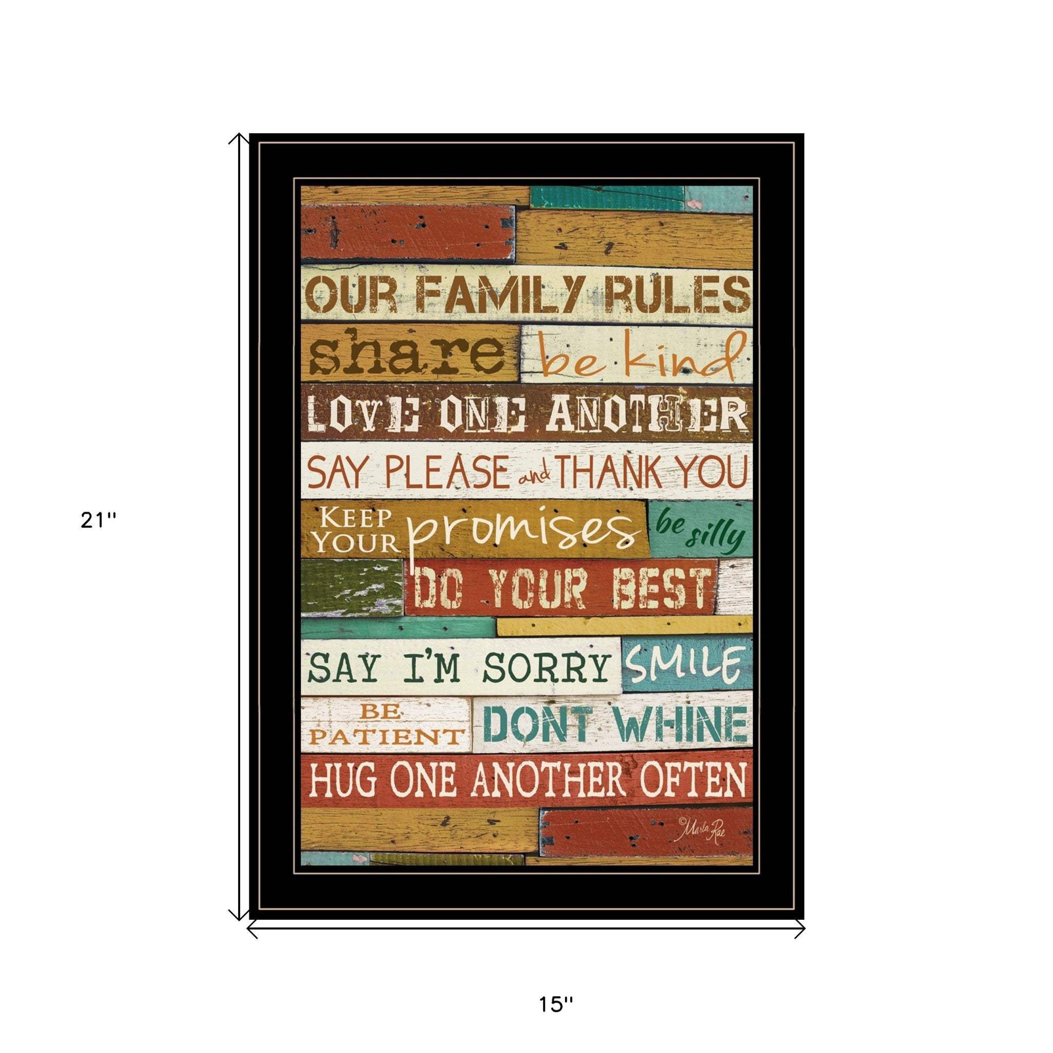 Our Family Rules 7 Black Framed Print Wall Art - Homeroots - Flyclothing LLC