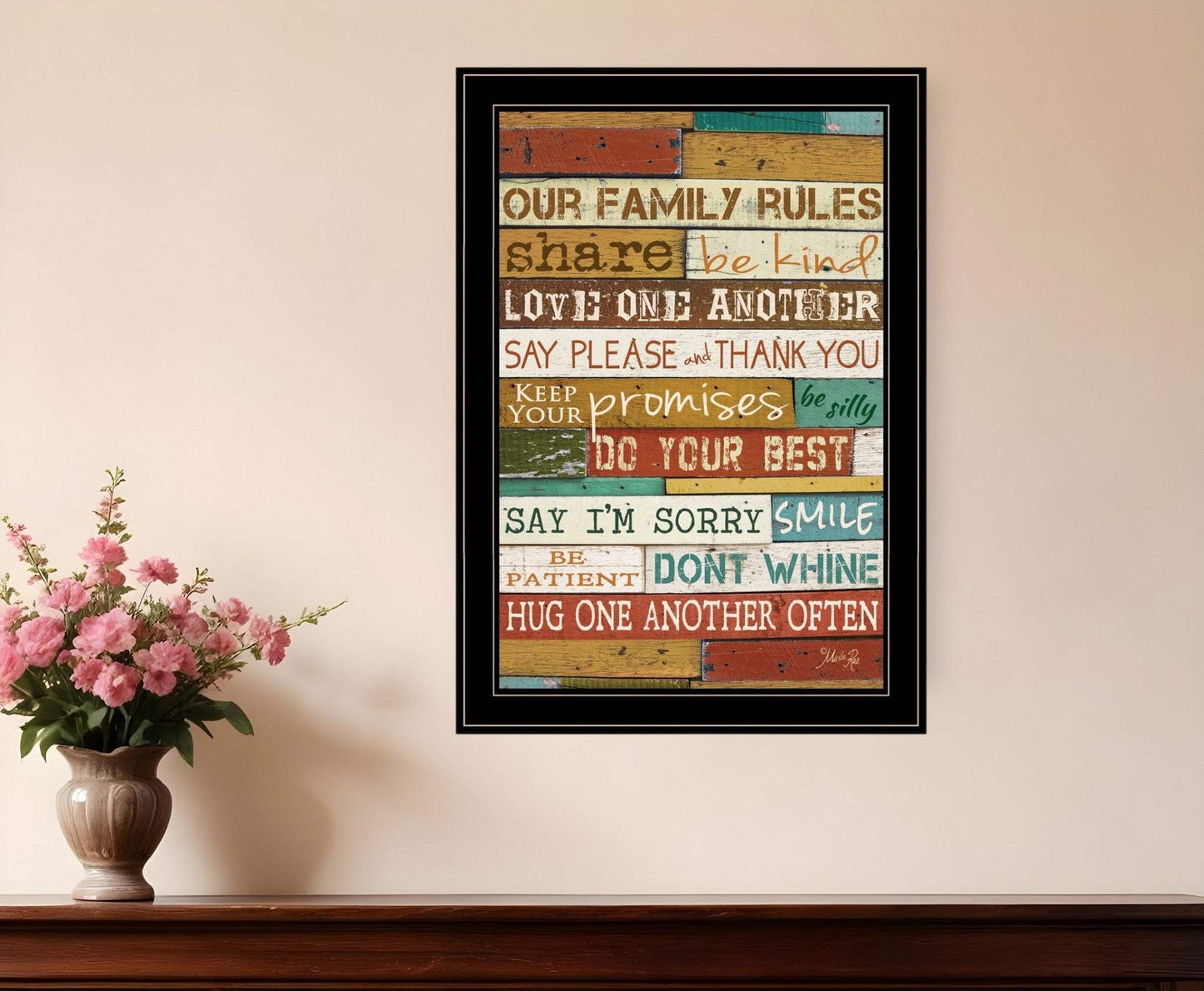 Our Family Rules 7 Black Framed Print Wall Art - Homeroots - Flyclothing LLC