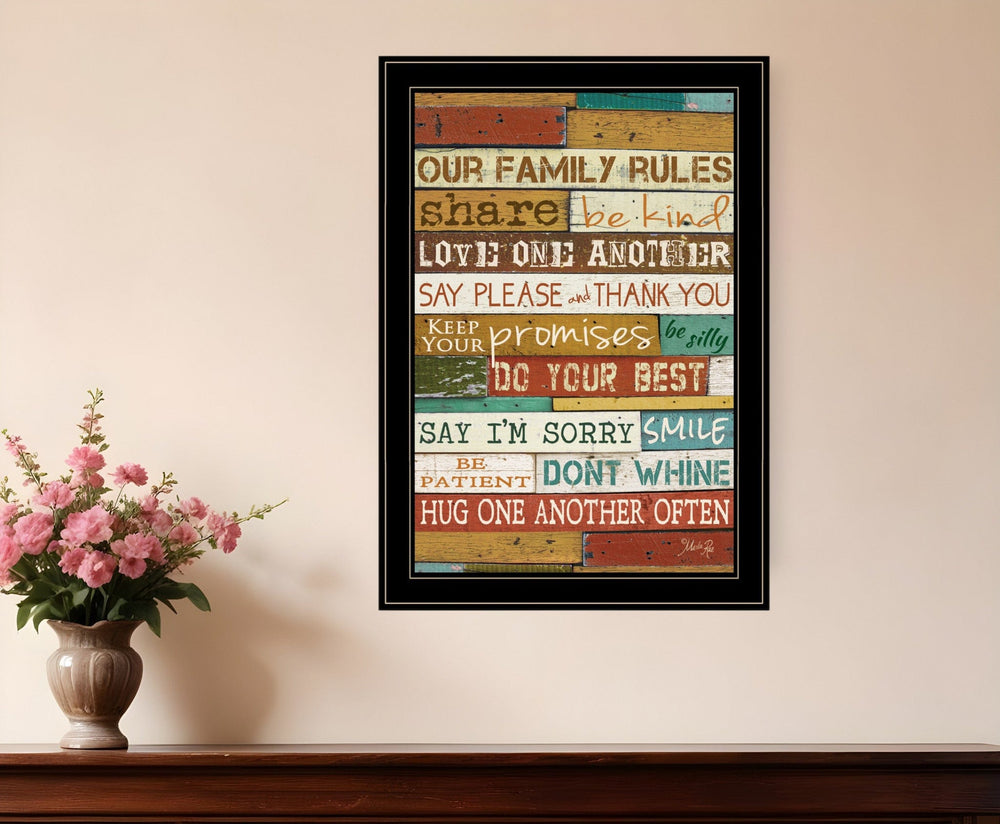 Our Family Rules 7 Black Framed Print Wall Art - Homeroots