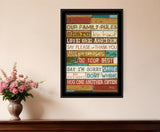 Our Family Rules 7 Black Framed Print Wall Art - Homeroots