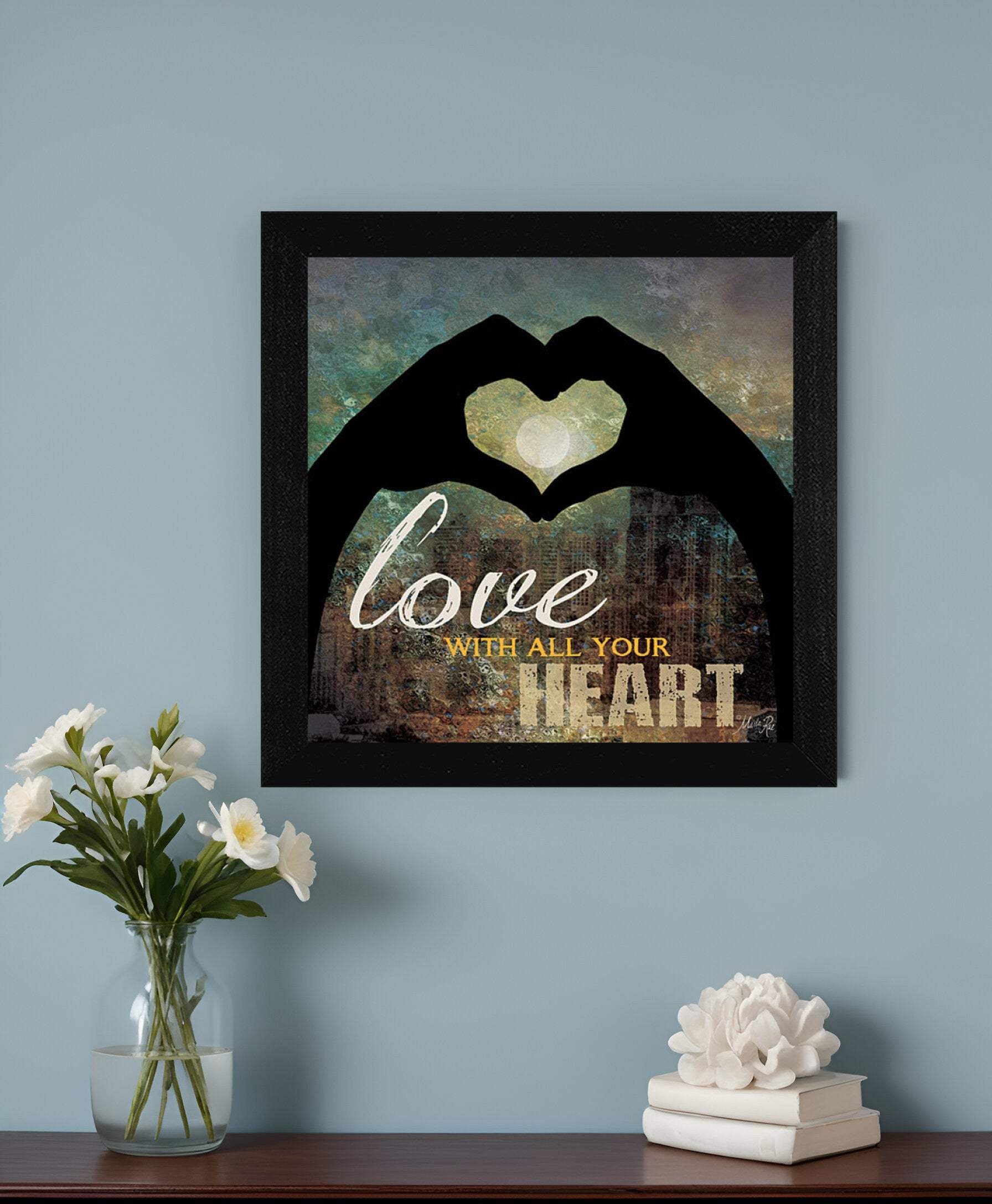 Love with all Your Heart 2 Black Framed Print Wall Art - Homeroots - Flyclothing LLC