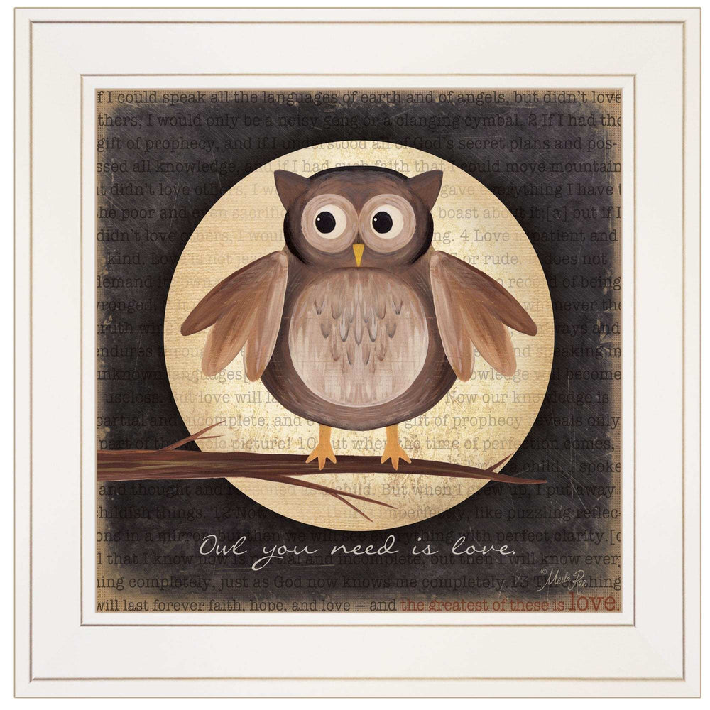 Owl You Need is Love 1 White Framed Print Wall Art - Homeroots - Flyclothing LLC