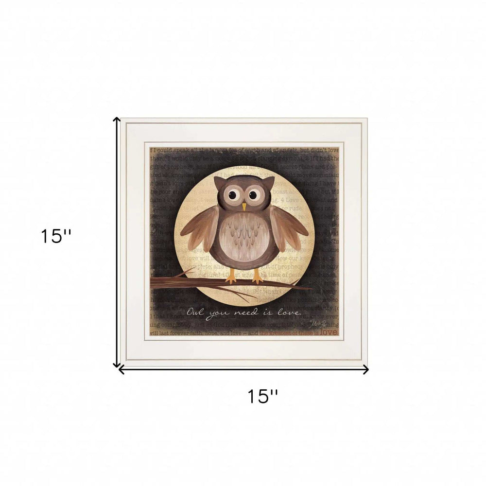 Owl You Need is Love 1 White Framed Print Wall Art - Homeroots - Flyclothing LLC