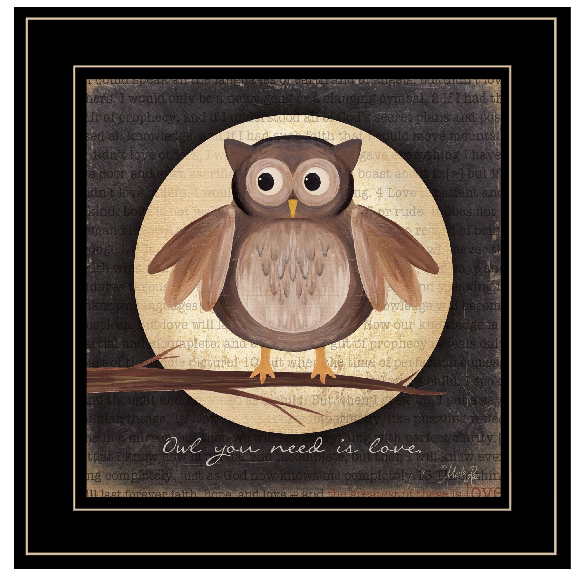 Owl You Need is Love 2 Black Framed Print Wall Art - Homeroots