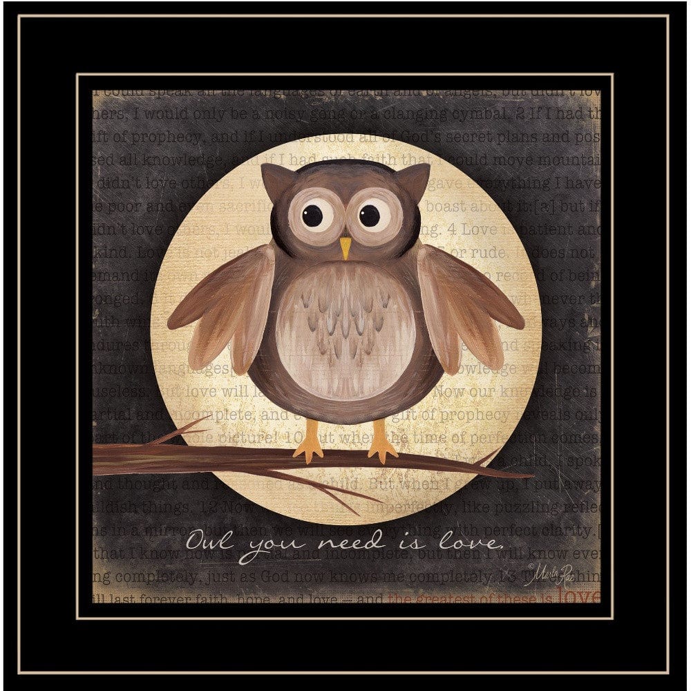 Owl You Need is Love 2 Black Framed Print Wall Art - Homeroots