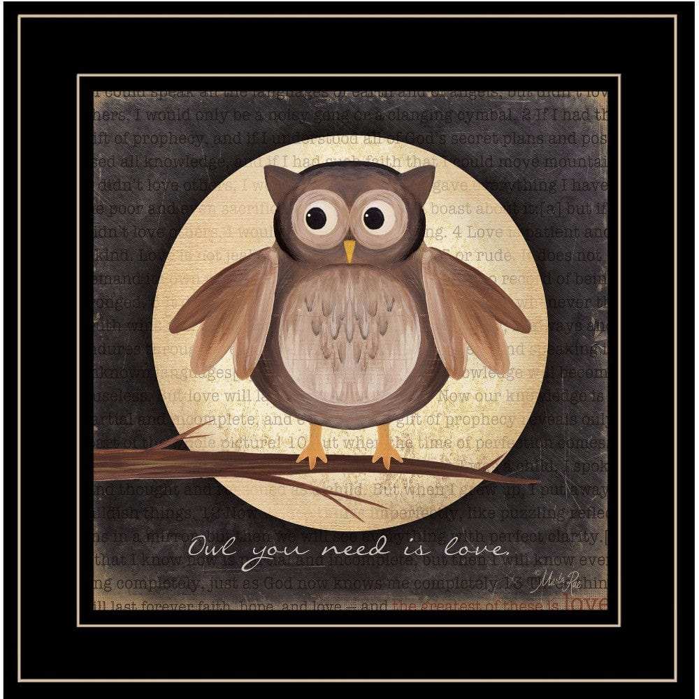 Owl You Need is Love 2 Black Framed Print Wall Art - Homeroots - Flyclothing LLC